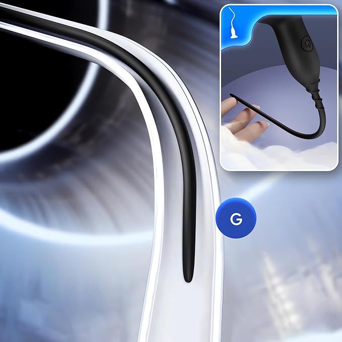 Electric Urethral Stimulator Rod, Silicone Sound Massager with Button Control, Black Large — detail image 9