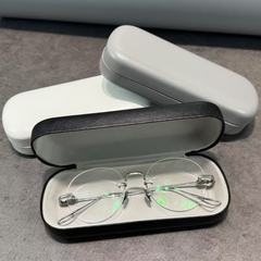 纯色抗压铁盒眼镜收纳盒简约日系INS风圆头便携近视眼镜盒高级感