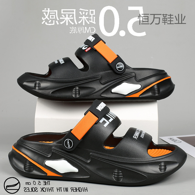 Fujian Big Manufacturer Sandals Men's 2025 Summer Clogs Casual Thick-Soled Dual-Purpose Beach Sandals and Slippers for Men's Outer Wear