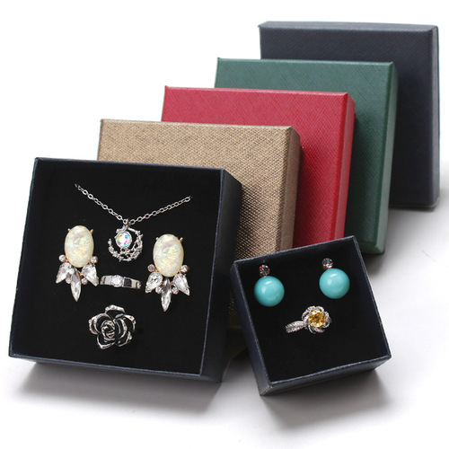 Diagonal pattern heaven and earth cover ring necklace set jewelry box jewelry storage packaging box gift box gift box live broadcast