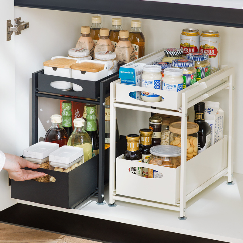 Under-sink pull-out shelf basket cabinet rack kitchen spice drawer layered bathroom cabinet kitchen cabinet storage