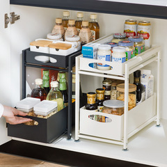 Under-sink pull-out shelf basket cabinet rack kitchen spice drawer layered bathroom cabinet kitchen cabinet storage