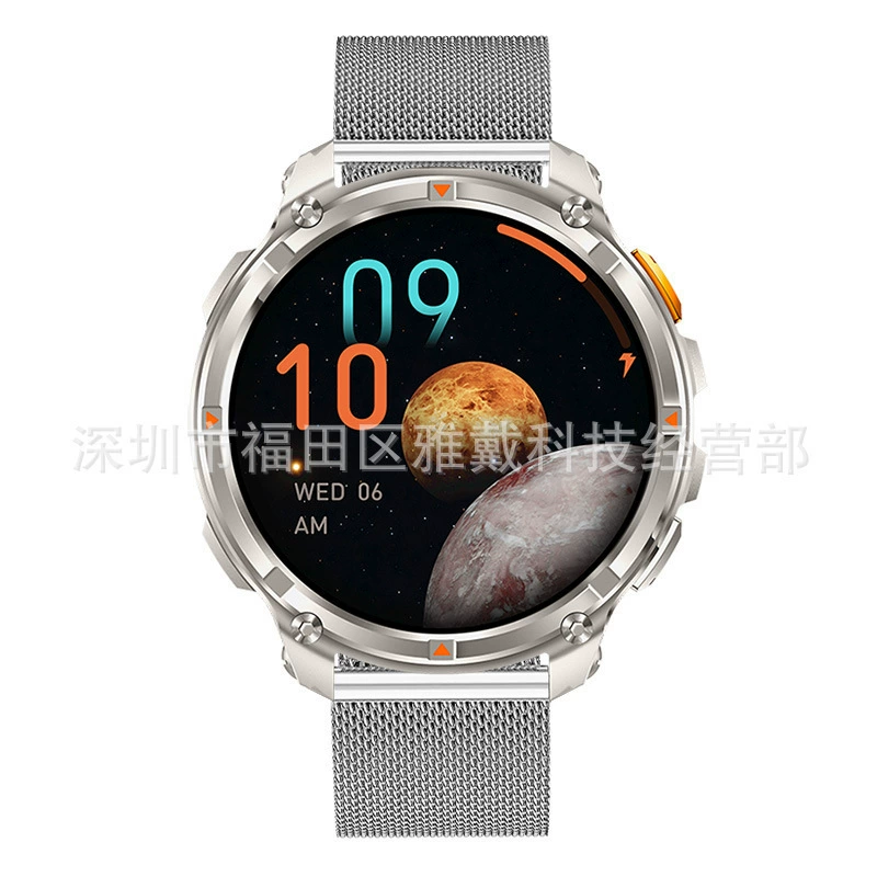 Bracelet, needle, flashlight, watch, bluetooth, tracks heartbeat, monitors oxygen level