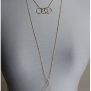 Estilo europeo chapado en oro plateado cuerpo cadena círculo colgante collar bikini playa cuerpo cadena joyería a juego