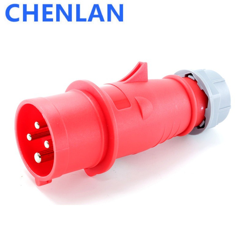 32A-6H 3P+PE三相4P 380-415V IP44工业防水插头公插IEC/CEE标准