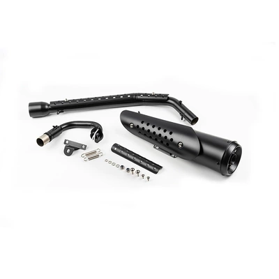Suitable for Honda Ct125 Hunter Cub Modified Exhaust, Full-Length Exhaust Made of Stainless Steel with a Rich Sound (Motorcycle exhaust pipe) - black-high-flow-exhaust