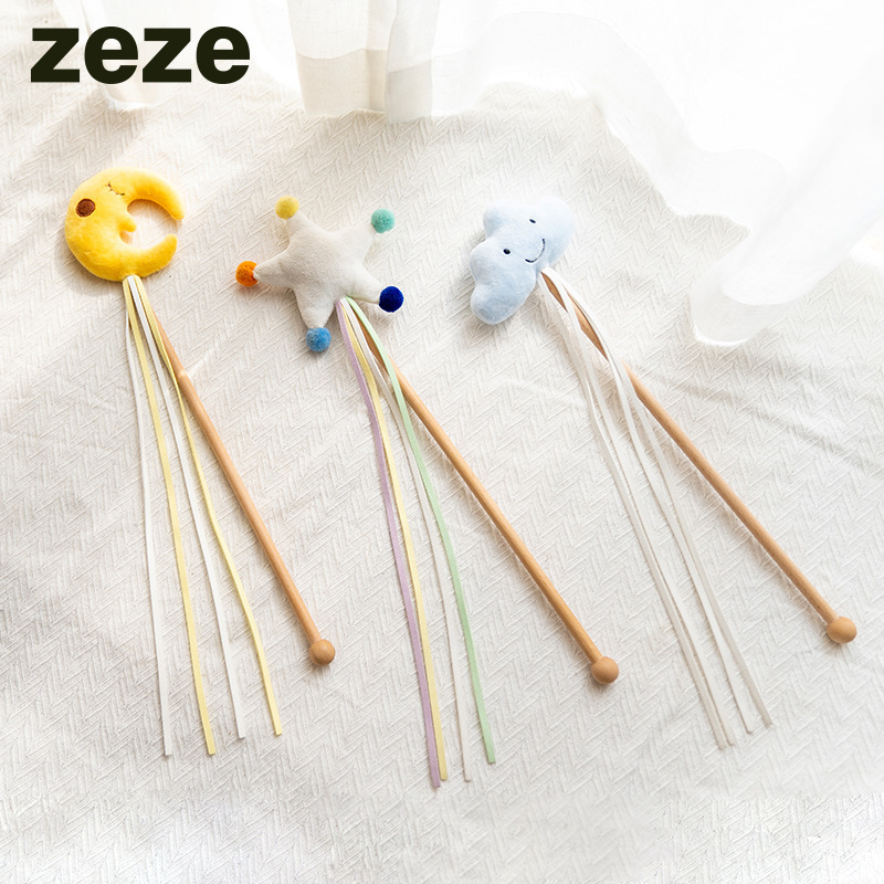 Zeze Cat Teaser Stick Moon Starry Sky Cat Teaser Rod Self-Entertainment Interactive Cat Toy Pet Supplies Wholesale Bird Toy