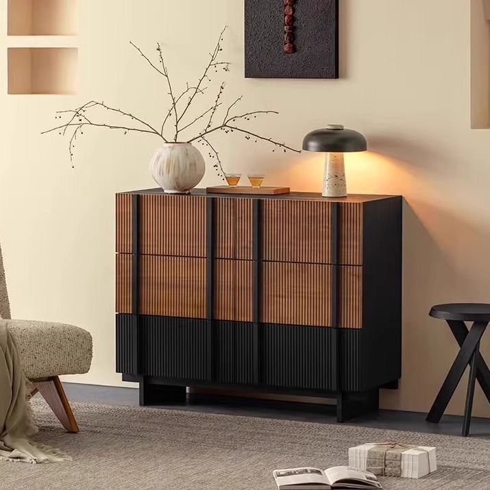 Solid Wood Cupboard Storage Cabinet Home Living Room Color Matching Sideboard Tea Cabinet Bedroom Storage Storage Cabinet Wabi-Sabi Style