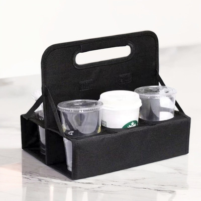 跨境定制戶外手提PP板牛津布杯托載體咖啡啤酒飲料架PE支撐杯托