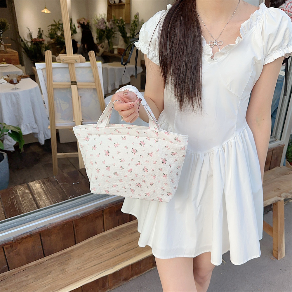 Spring Edition 44121 Canvas Bag, pure cotton floral canvas bag, tote bag, single-shoulder handbag, niche hand-held bag undefined