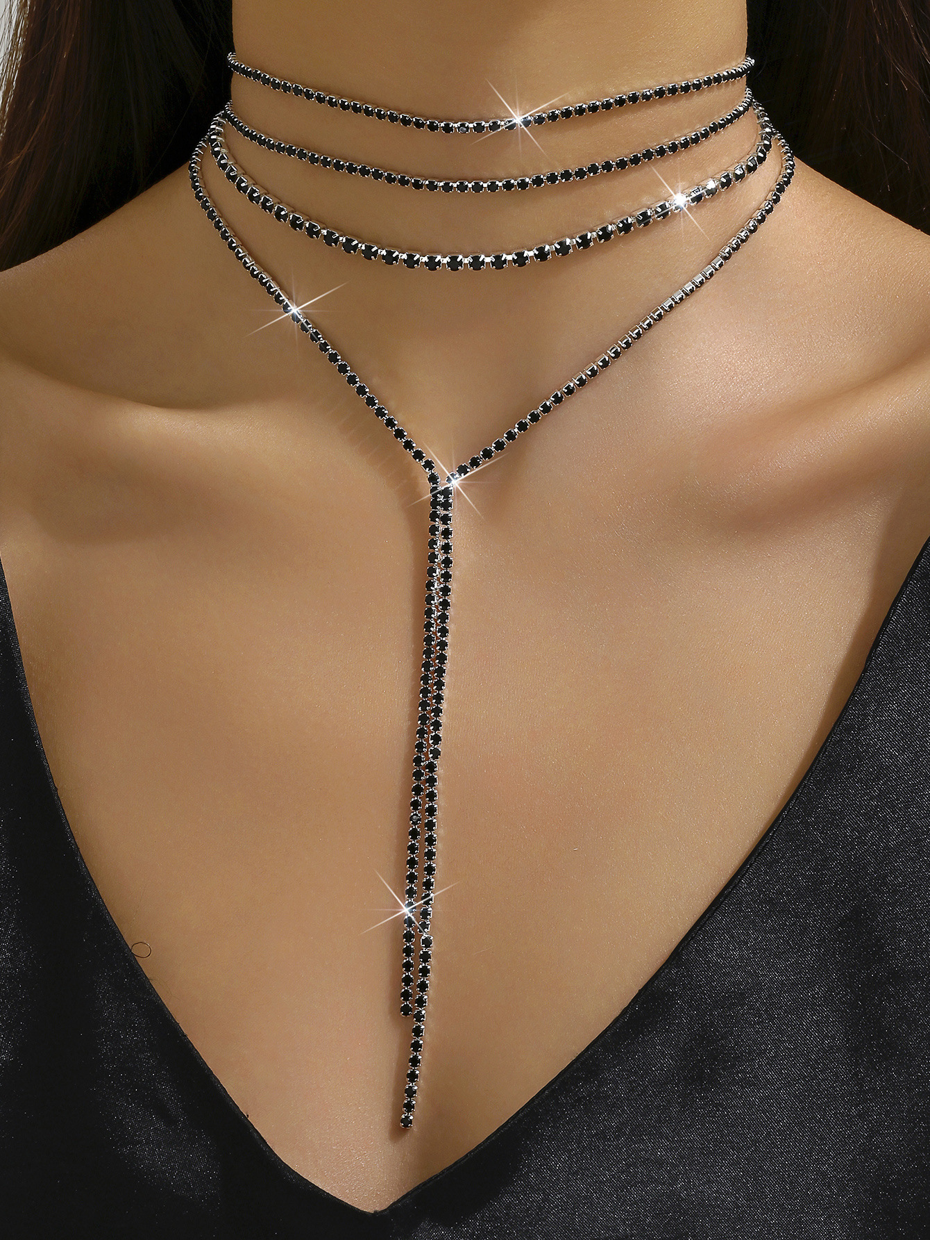 G0178 실버와 블랙 목걸이