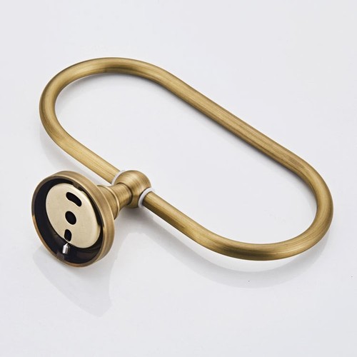 European Brass Antique Towel Ring Carved Base Large Size Bathroom Toilet Retro Wall Hanging Perforated Nail-Free Model