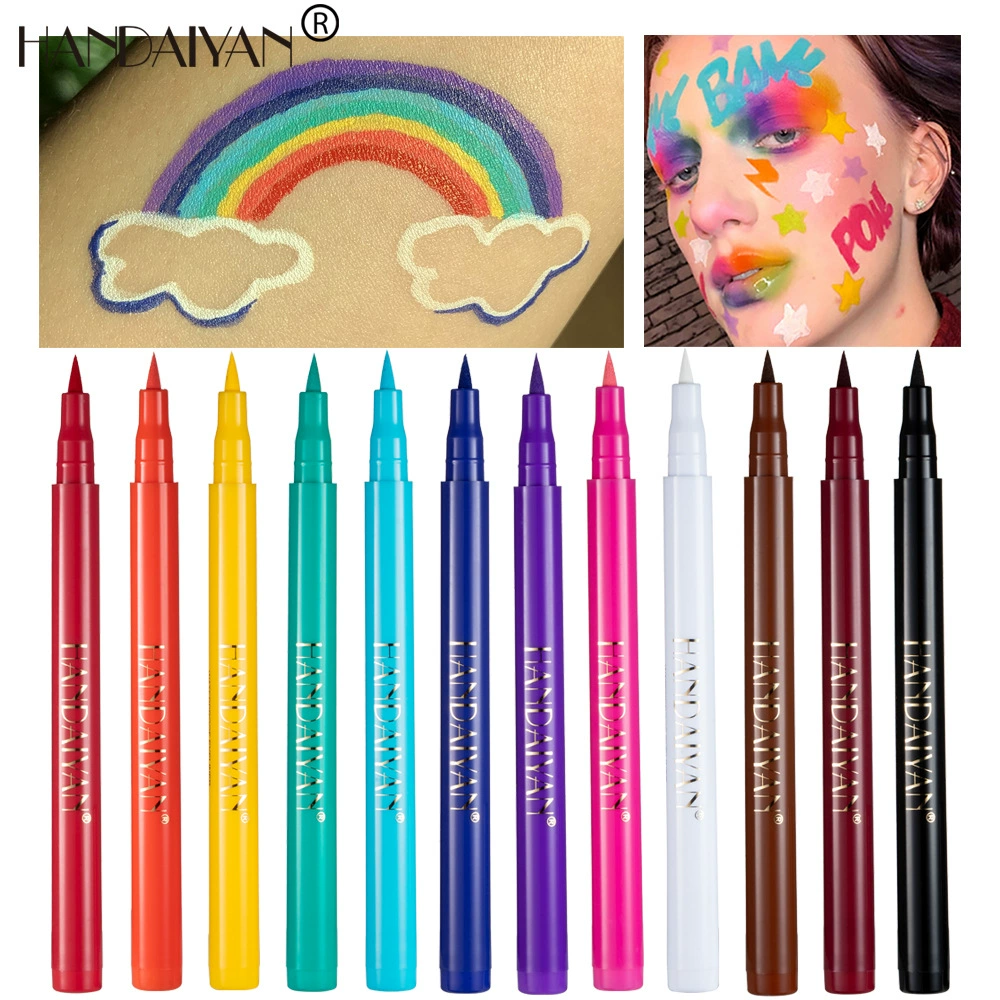 Eye Pencil (HANDAIYAN) Rainbow Makeup Primer, Waterproof Smudge‑Proof, 12 Colors, 1.6 g