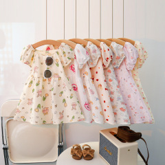 兒童連衣裙夏季女童時尚A字碎花裙女寶寶裙子印花網紅公主裙