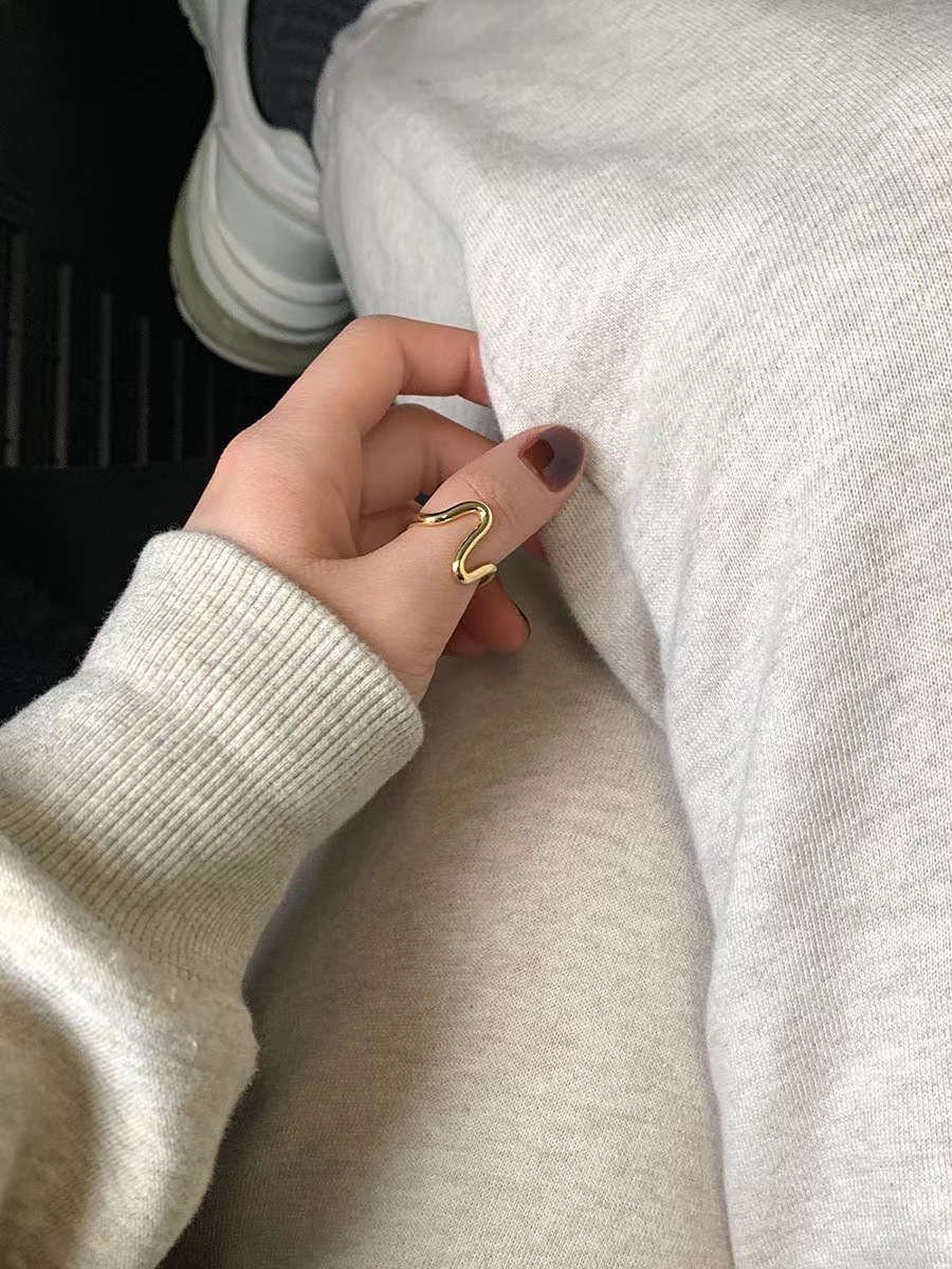 925 Sterling Silber Linien Offener Ring display picture 5