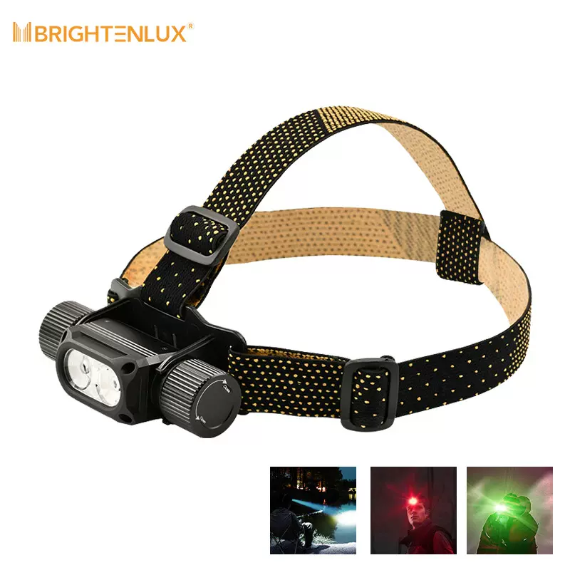 福朗IP67防水户外头灯白红绿三色多模式2000流明强光头戴式照明灯