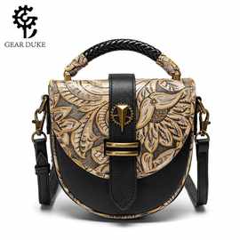 外贸新款欧美复古手机包 小众设计真皮女式单肩斜跨包 压花手提包