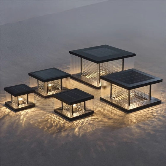 Solar Column Lamp Outdoor Waterproof Wall Garden Lamp Square Modern Villa Gate Garden Wall Column Lamp