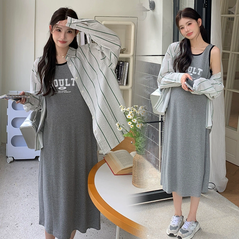 Осенний костюм для беременных, модный костюм из двух частей в западном стиле, осень 2023, новое верхнее платье для беременных