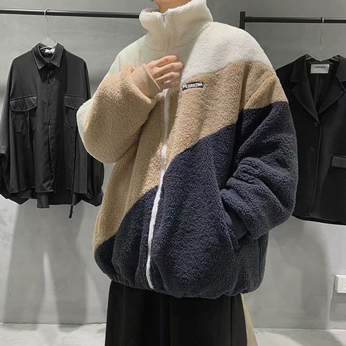 Lambskin Cotton Coat for Men - Winter Thick Collar Loose Cotton Padded Jacket, Hong Kong Style Trend Brand Casual Student Warm Stylish Outerwear