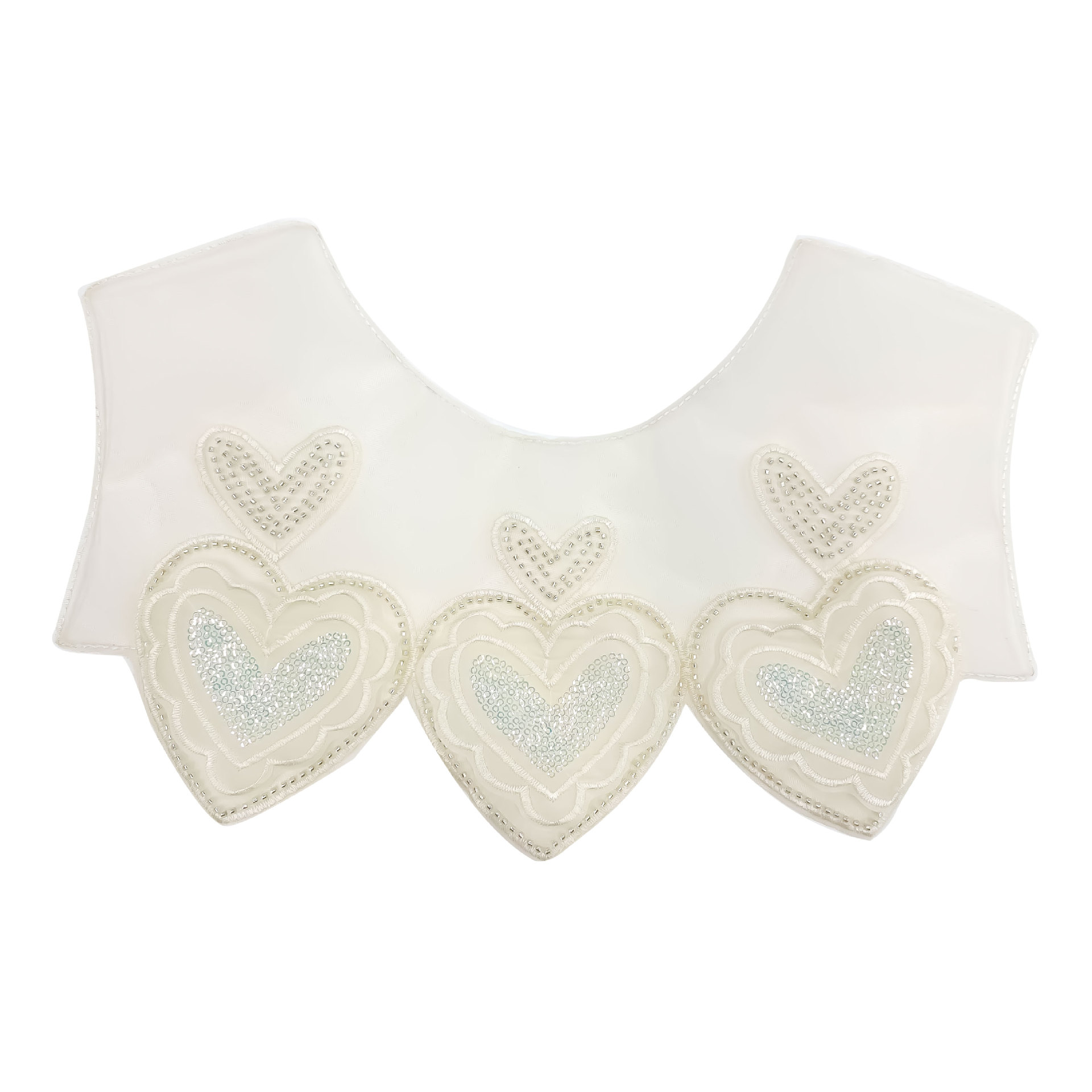 Camiseta de red computadora tridimensional cuello de bordado de perlas de almendro doble corazón vestido bordado de tela decoración de mujer sexy image 7