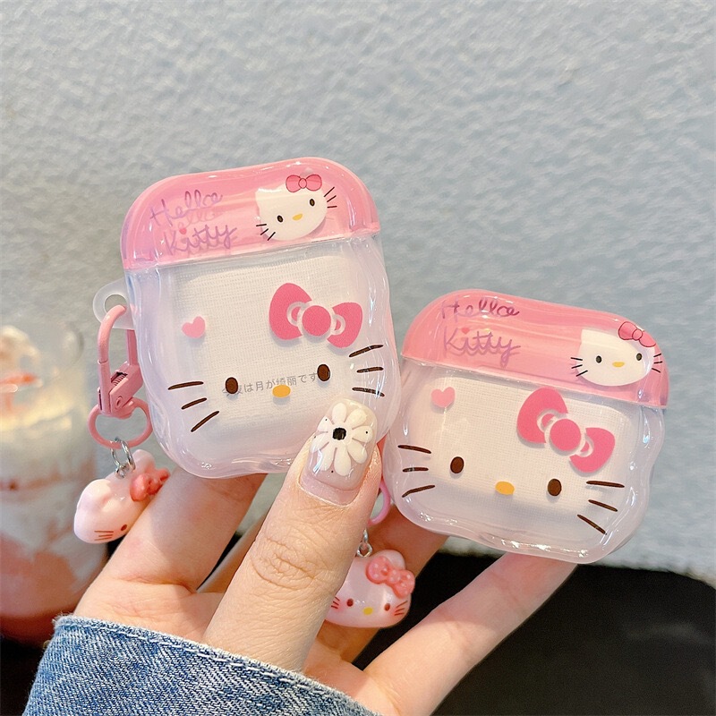 Cute Kt Expression Protective Case for Airpods4 Earphones, Suitable for 2/3 Generation Pro2 Apple Bluetooth Earphones
