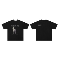 クロスボーダー新作 cK メンズ ラウンドネック ピュアコットン スポーツ Tシャツ カジュアル ジーンズ 同ファッション 半袖 レディース カップル トレンド ブランド
