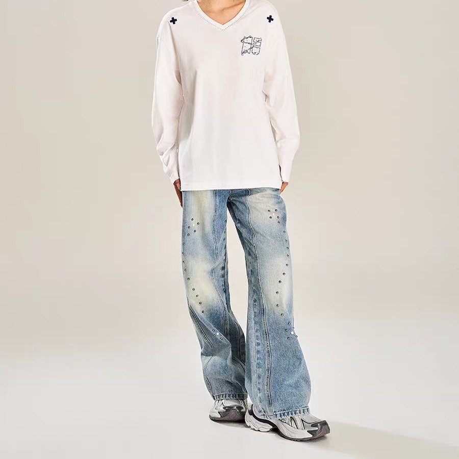 Men's Stylish Minimalist Harajuku Style Trendy Jeans Relaxed Artistic American Vibe_viptrois.com