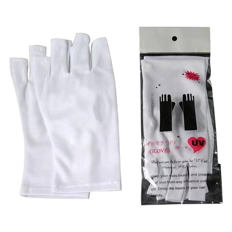 Guantes de uñas máquina de fototerapia a prueba de rayos UV guantes de belleza expuestos al dedo largo corto protector solar uñas guantes especiales a prueba de negro
