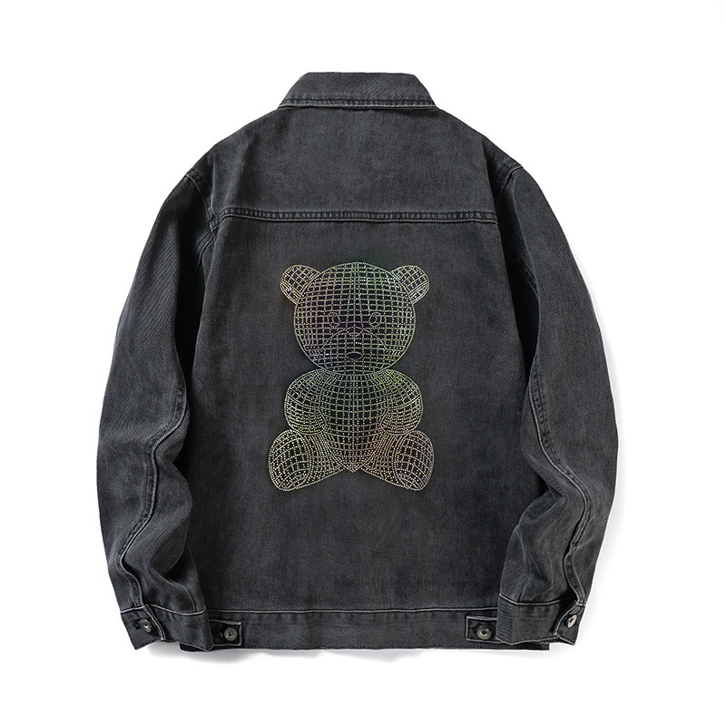 Primavera y otoño transfronterizos nuevo abrigo de oso suelto chaqueta de tendencia masculina chaqueta de vaquero adolescente chaqueta gruesa