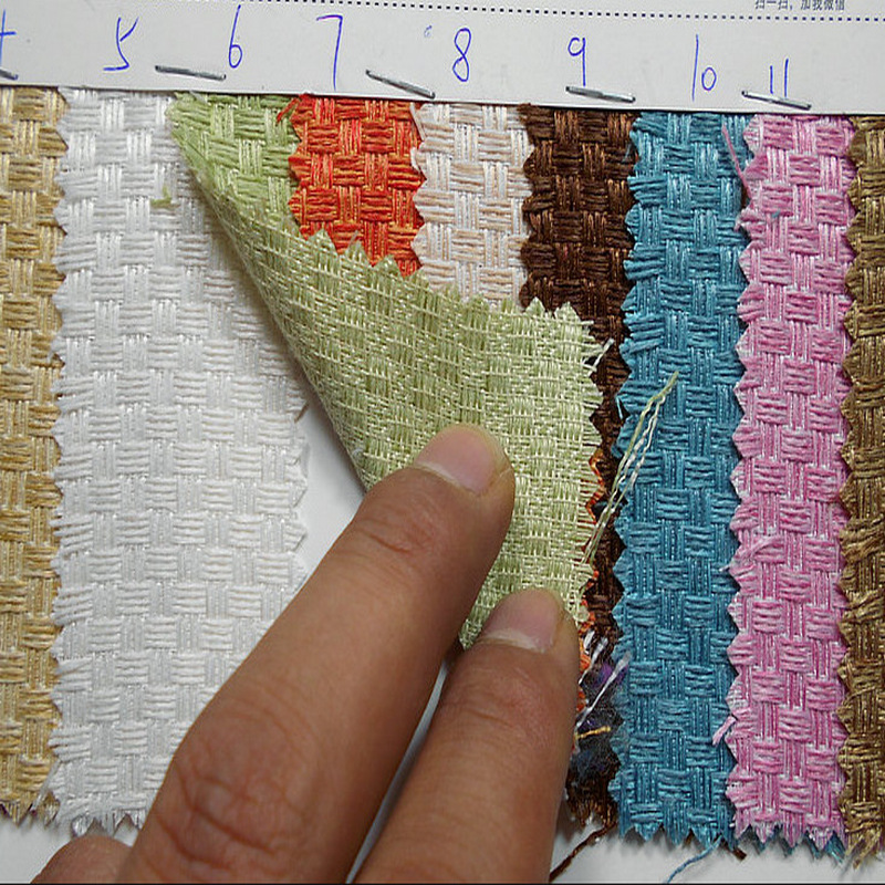 新款提花色织格仿麻布 涤纶方格双色编织布 春秋包装沙发鞋包面料