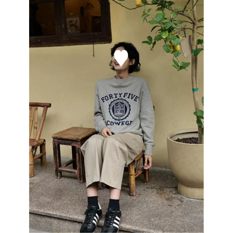 2025新款今年流行爆款毛衣女春秋小个子韩版宽松字母百搭长袖上衣|undefined