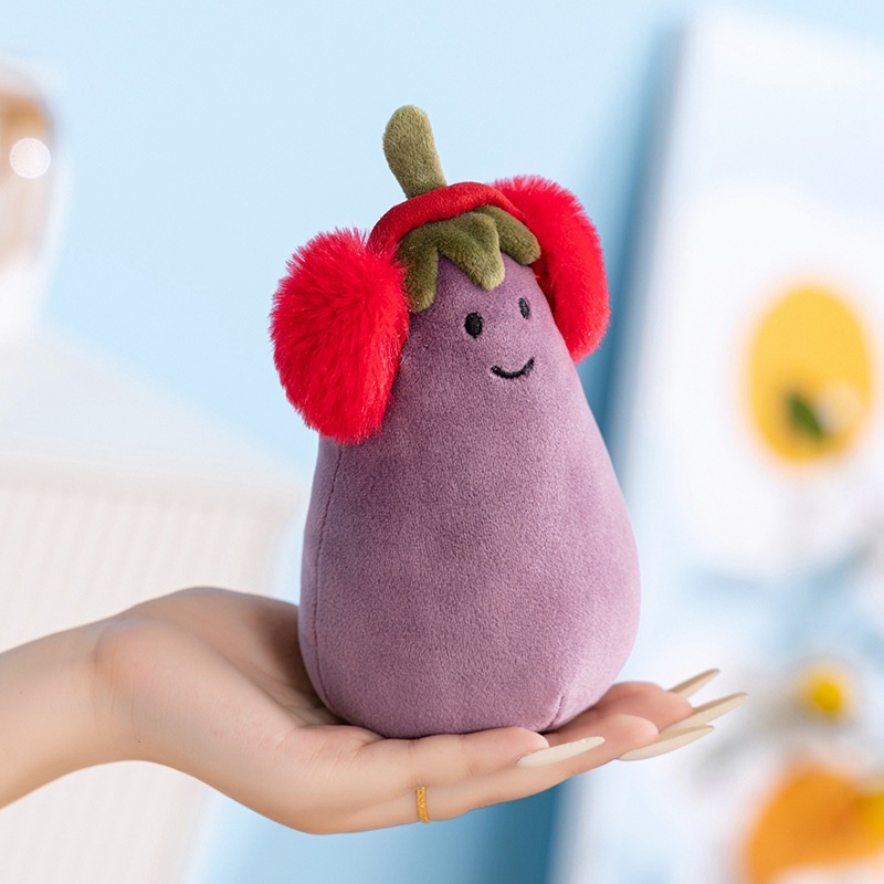 Divertido muñeco de gota de lluvia feliz muñeco muñeco de peluche orejeras de Halloween berenjena manta vampiro berenjena
