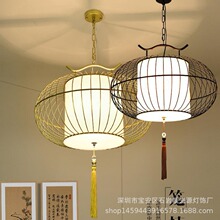 新中式鸟笼仿古吊灯 创意个性铁艺鸟笼灯酒店茶楼过道餐厅吊灯具