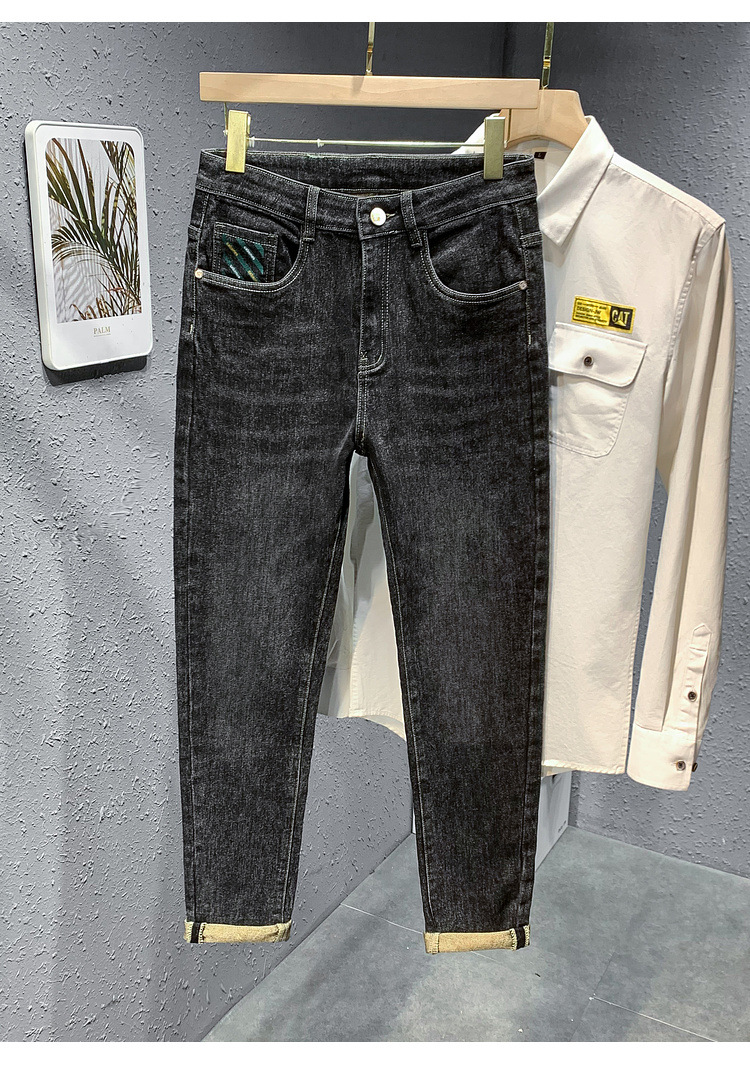 Jeans heren lente en herfst slim fit merkkwaliteit live-uitzending casual broek trend_voghion.com