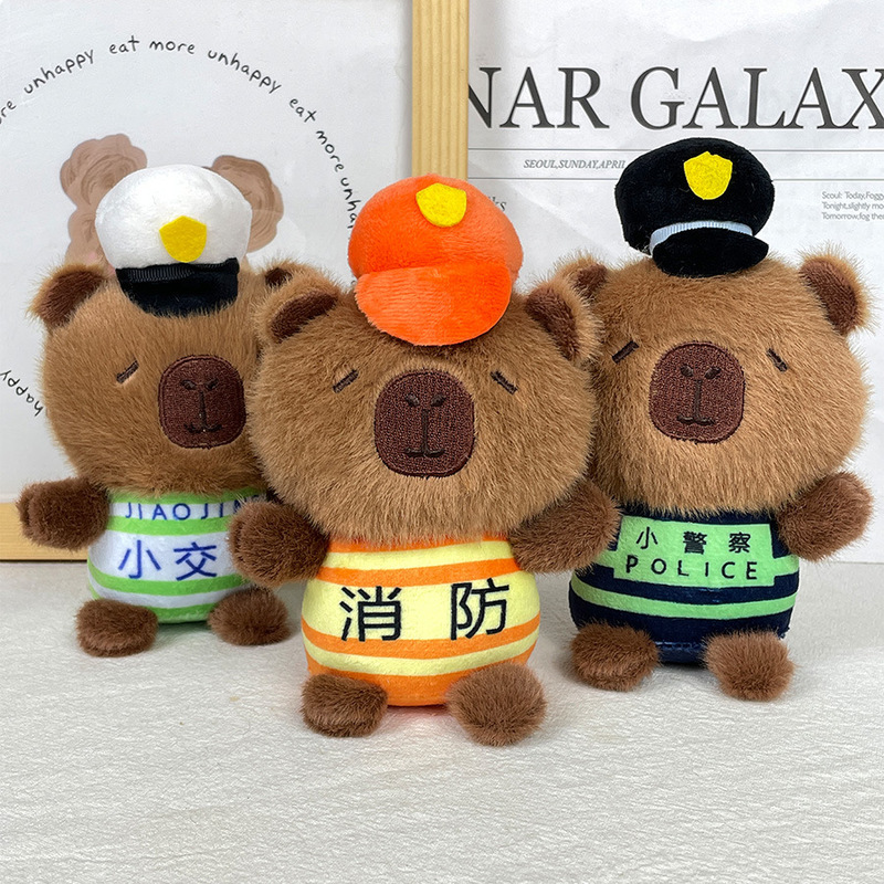 Creative Professional Kapibala Plush Doll Hanging Decoration Police Capybara Fire Fighting Capybara Traffic Police Capybara Gift Doll
