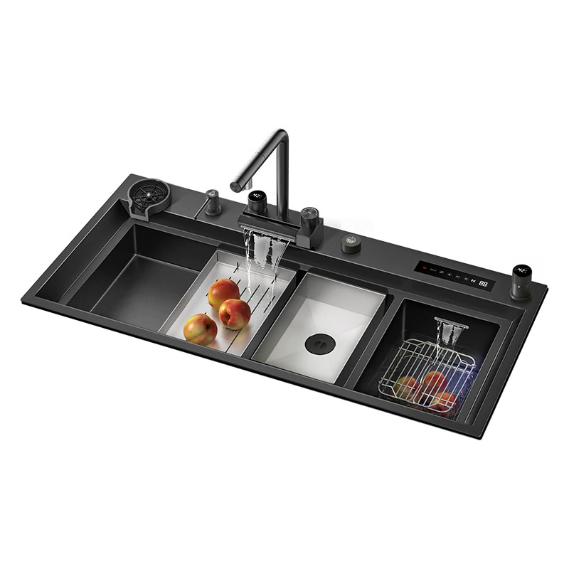 Nilozhi Kitchen 304 Нержавеющая сталь раковина Интеллектуальная очистка Большой одинарный резец мытьёPot фрукты овощи дезинфекция Машина Набор мытья