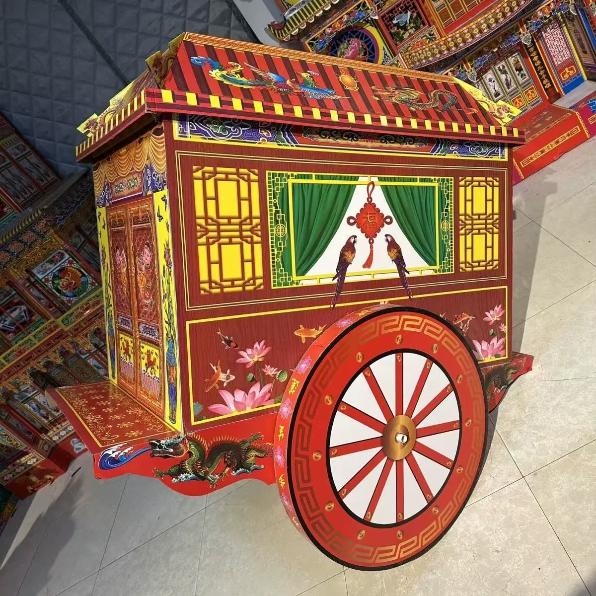 Новая утолщенная гофрированная большая тележка, полуфабрикат для Цинмин и пятой и седьмой годовщины, полный комплект бумажной тележки.