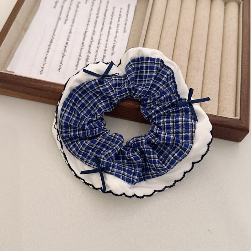 477 резинка для волос в синюю клетку 15см