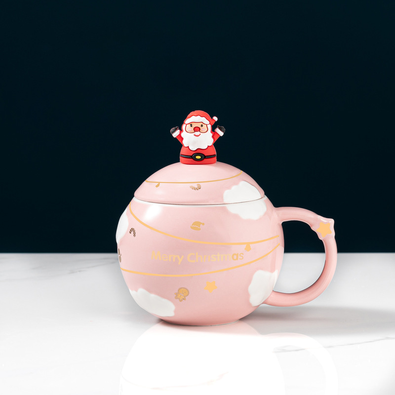 浮き彫り星クリスマス陶磁器カップ蓋付きクリスマスプレゼントマグカップギフトボックス女子祝日ギフトカップ|undefined