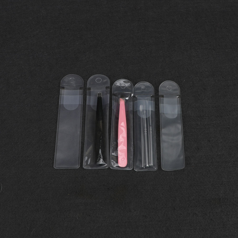 PVC esmerilado bolsa de película de inserción cepillo cosmético bolsa de almacenamiento de envases de plástico cepillo de labios cosméticos pinzas bolsa de polvo de PVC