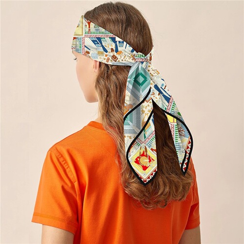 Spring new 90 square scarf, machine rolled edge, handmade table printing, women's headscarf, shawl, large square scarf, retro wholesale