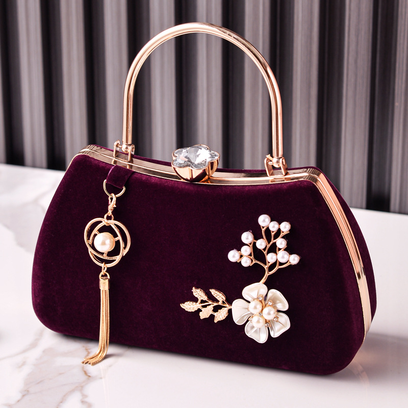 Nuevo retro flange de diamante de seda bolsa de cena bolsa de mano bolsa de cena bolsa de vestido chino bolsa de vestido cheongsam bolsa de tramo inclinada