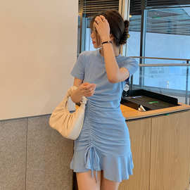 夏季新款设计感气质性感鱼尾连衣裙女小个子修身显瘦显身材包臀裙