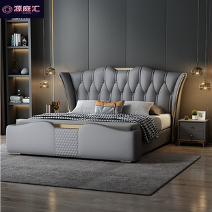 2025 Bed Home Bedroom Accessible Luxury Popular Leather Bed High-End Xiaohongshu Luxury Double Bed Furniture