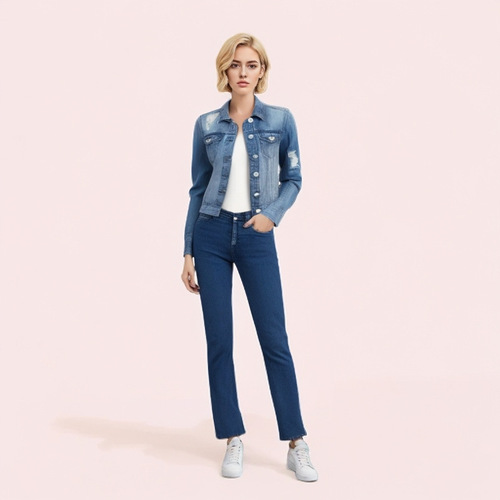 High-Quality 2024 Summer Urban Style Elegant Denim Open-Front Long-Sleeve Square Collar Women's Shirt Manufacturer Wholesale