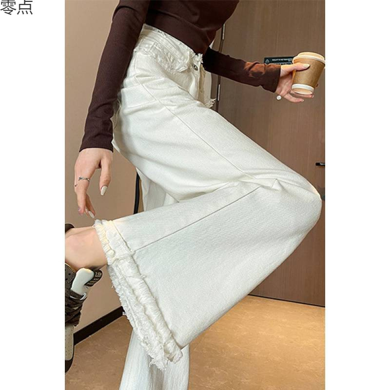 2025 新しい女性用ワイドレッグジーンズ、夏用、薄手、ゆったり、トレンディ、多用途、白いドレープ、ハイウエスト、フロアレングスパンツ|undefined