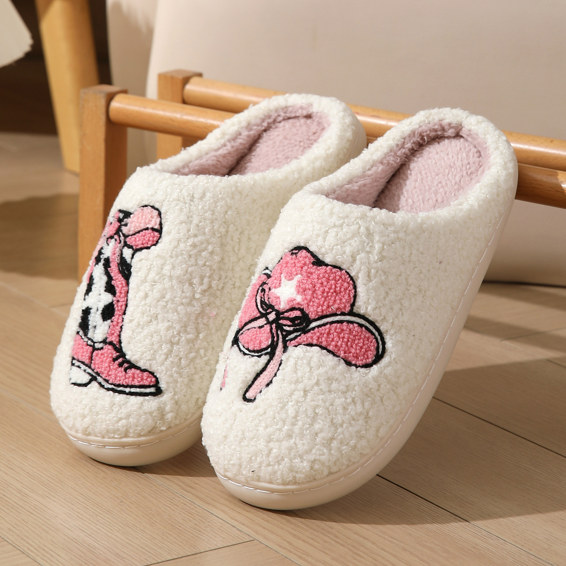 Nuove pantofole invernali con fiori in cotone, pantofole da donna, calde da interno, pantofole autunnali e invernali per la casa_voghion.com