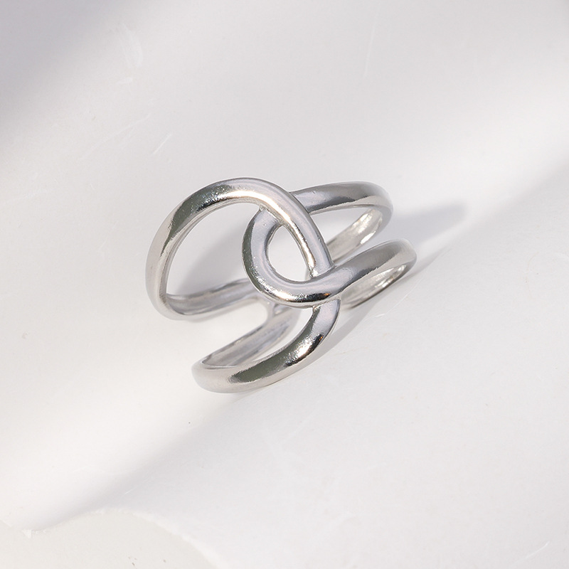 Simple Style Geometric Solid Color Stainless Steel Hollow Out Open Ring