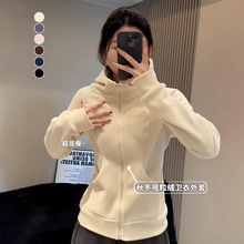 白色连帽卫衣女2025新款秋冬加绒加厚保暖上衣修身摇粒绒开衫外套